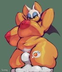 absurd_res anon anthro areola bat belly big_breasts breasts female genitals hi_res hug huge_breasts human looking_at_viewer mammal nipple_dip nipples nude pubes pussy rouge_the_bat sega simple_background smile solo sonic_the_hedgehog_(series) text thick_thighs tussamag