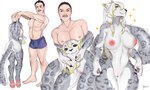 absurd_res anthro artist_giki artist_pixelcatr big_breasts breasts clothing corruption felid female gender_transformation hi_res human living male male/female mammal mask masking pantherine pose puppet skinsuit snow_leopard suit suit_transformation tight_clothing transformation