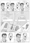 accent alien alien_humanoid comic dialogue female hi_res hplovehorse human humanoid male mammal monochrome pool roswell_grey