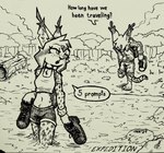 2024 absurd_res ambiguous_gender anthro barefoot berry_(theblueberrycarrots) carrot_(theblueberrycarrots) clothed clothing crop_top detailed_background dialogue duo english_text feet felid feline female fully_clothed fur hi_res hindpaw inktober lynx mammal marc_(theblueberrycarrots) midriff navel outside paws plant shirt speech_bubble talking_to_another text theblueberrycarrots topwear traditional_media_(artwork) tree water