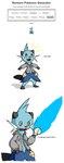 ambiguous_gender anonymous_artist clothing comic dewott english_text feral generation_5_pokemon hi_res implied_transformation melee_weapon nintendo pokemon pokemon_(species) random_generator shell simple_background smug_expression solo sweater sword text topwear transformation weapon white_background