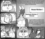 2018 absurd_res accessory anthro blush bow_ribbon clothing comic domestic_cat dragon duo english_text felid feline felis female food fruit hair hair_accessory hair_bow hair_ribbon hi_res horn if_hell_had_a_taste male mammal marci_hetson meat monochrome muscular muscular_anthro muscular_male mythological_creature mythological_scalie mythology obese obese_anthro obese_female open_mouth overweight overweight_anthro overweight_female pineapple plant ribbons scales scalie scar shirt skylar_fidchell text topwear viroveteruscy