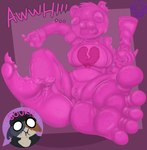 absurd_res anthro barefoot bear bite_mark candy cuddle_team_leader dessert dialogue digital_media_(artwork) english_text epic_games feet felid feline female food food_creature foot_fetish foot_focus fortnite fur genitals gummi_team_leader gummy_(food) gummy_bear_(food) gummy_creature hi_res humanoid_feet living_candy looking_at_viewer mammal meow_skulls nexxiethejester nude open_mouth pink_body plantigrade pussy simple_background smile soles solo text toes what