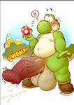 ?! anthro balls banana_da_boi belly big_balls big_belly big_flare big_penis blush bodily_fluids boots boots_only clothing dinosaur eating erection expansion footwear footwear_only fungus genital_expansion genital_fluids genitals green_yoshi group huge_balls huge_penis hyper hyper_balls hyper_genitalia hyper_penis koopa koopa_troopa male male_focus mario_bros mostly_nude mushroom nervous_grin nervous_sweat nintendo nubbed_penis overweight papules penile_papules penis penis_expansion plant prehistoric_species reptile scalie shoes shrub slightly_chubby solo_focus surprised_expression sweat thick_thighs tortoise trio turtle vein veiny_penis voyeur yoshi