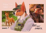 2022 activision alternate_species anthro armor baseball_cap basenji black_hair black_nose body_armor brown_body brown_fur call_of_duty call_of_duty:_modern_warfare_ii canid canine canis clothing domestic_dog english_description english_text eyewear fur furrification green_baseball_cap green_clothing green_hat green_headwear grey_clothing grey_shirt grey_topwear hair hat headgear headwear hi_res human kyle_gaz_garrick male mammal multicolored_body multicolored_fur primitive_dog shirt simple_background sinnple solo sunglasses sunglasses_on_shirt tan_background text topwear two_tone_body two_tone_fur union_jack watermark white_body white_fur