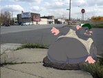 anthro belly belly_rolls big_belly bodily_fluids building car clothing cloud cracks fat_rolls grass ill_fitting_clothing looking_at_belly male mammal manhole manhole_cover murid murine obese obese_anthro obese_male overweight overweight_anthro overweight_male photo_background photography_(artwork) pink_ears pink_hands pink_nose plant rat rodent shirt sidewalk solo stop_sign store story story_in_description street struggling stuck stuck_in_ground suv sweat sweatdrop tank_top technocaster topwear tree trucker_hat urban vehicle white_clothing white_shirt white_tank_top white_topwear worried worried_face worried_look