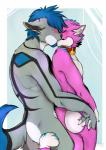 absurd_res akuchiko anthro canid canine canis domestic_cat duo felid feline felis hi_res kissing male male/male mammal nude ray-bleiz romantic romantic_couple simple_background tifenius_(heliphass) wolf