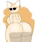 1:1 absurd_res aggretsuko anthro big_breasts big_butt blazerfurro breasts butt canid canine female fennec_fox fenneko fox hi_res huge_butt mammal rear_view sanrio solo true_fox