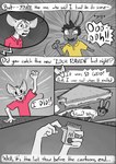 2023 absurd_res anthro beauchamp_(halcyon) clothed clothing comic dialogue digital_media_(artwork) duo english_text food fur greyscale hair halcyon_(series) herba_(halcyon) hi_res lagomorph leporid lost_andsafe male mammal monochrome mouse murid murine open_mouth rabbit rodent sandwich_(food) simple_background text