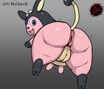 anus belly big_anus big_butt bipedal_feral bovid bovine butt cattle darkened_genitalia digital_media_(artwork) feet female feral generation_2_pokemon genitals hi_res hooves horn huge_anus huge_butt huge_thighs looking_at_viewer looking_back mammal miltank nintendo nipples overweight plump_labia pokemon pokemon_(species) puffy_anus pussy rapistwerewolf rear_view simple_background smile soles solo tail teats thick_thighs udders underhoof wide_hips