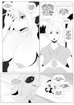 absurd_res aiden_(corablue) alison_(corablue) annoyed anthro areola big_breasts bovid bovine braided_hair braided_ponytail breasts cattle ceiling_fan clothed clothing comic corablue covering covering_face daughter_(lore) dialogue duo electric_fan english_text female greyscale hair hi_res horn huge_breasts human long_hair mammal monochrome mother_(lore) mother_and_child_(lore) mother_and_daughter_(lore) nipples open_mouth parent_(lore) parent_and_child_(lore) parent_and_daughter_(lore) polo_shirt ponytail shirt speech_bubble text topless topless_anthro topless_female topwear