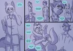 2018 5_fingers anthro anubian_jackal big_breasts bottomwear breasts butt canid canine canis cleavage clothed clothing comic conditional_dnp confusion dialogue digital_media_(artwork) ear_piercing english_text eyewear female fingers footwear fur giraffe giraffid group hair high_heels horn hug humanoid_hands inside jackal joshua_(ghostbane) kadath male male/female mammal markings nightshade_(kadath) open_mouth open_smile ossicone patrick_(kadath) piercing question_mark shirt shoes shorts sketch skirt smile speech_bubble spots spotted_body spotted_fur standing suitcase sunglasses tail teeth text tongue topwear trio wolf