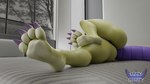 16:9 3d_(artwork) absurd_res anthro bed bedroom butt claws digital_media_(artwork) dragon feet female foot_focus furniture green_body green_scales hi_res inside juna_june_(lizzyglizzy) lizzyglizzy lying lying_on_bed mythological_creature mythological_scalie mythology nude on_bed scales scalie solo tail thick_thighs toe_claws widescreen