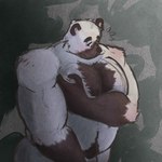 1:1 absurd_res anthro bear big_pecs blush covering covering_crotch covering_self embarrassed flustered hi_res male mammal musclegut muscular nightlynutart nude overweight overweight_anthro overweight_male pecs shy simple_background solo