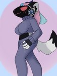 3:4 4_ears anthro breasts clothed clothing female fur hair machine muffiin multi_ear multicolored_body multicolored_fur multicolored_hair protogen solo sweater topwear trans_(lore) turtleneck xanion