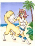 2003 4_breasts beach belt belt_only black_nose breasts canid canid_taur canine canine_taur casual_nudity chakona_space cloud day detailed_background dipstick_tail eyeshadow eyewear eyewear_only female fox fox_taur fur hair kacey lorene makeup mammal mammal_taur markings mostly_nude mostly_nude_female mostly_nude_taur multi_breast navel nipples nude nude_beach outdoor_nudity outside public public_nudity red_hair sand seaside sky solo sunglasses sunglasses_only supernumerary_breasts tail tail_markings taur water yellow_body yellow_fur