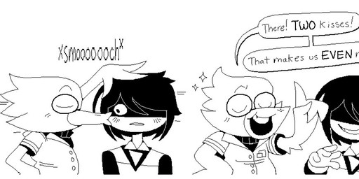 Rating: s
ID: 5659730
Date: 2025-06-22 05:32:09 -0400
Status: active
Score: 46
ambiguous_gender anthro avian beak berdly bird blush comic deltarune dialogue duo embarrassed english_text eyewear glasses hair hair_over_eyes hi_res honkadoi human humor kissing_cheek kris_(deltarune) long_image mammal nerd nonbinary_(lore) text undertale_(series) wide_image post #5659730