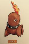 1_toe 2017 alternate_color ambiguous_gender angry brown_body brown_skin brown_tail chikorita claws collar collar_only english_text fakemon feral fire firefightdex flaming_hair front_view frown full-length_portrait generation_2_pokemon hatching_(art) head_tuft hi_res looking_away marco_fanjul marker_(artwork) nintendo nude pokemon pokemon_(species) portrait pseudo_hair quadruped red_eyes reptile scalie shaded shadow short_tail simple_background solo spiked_collar spikes standing tail text toe_claws toony traditional_media_(artwork) tuft white_background white_claws