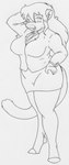 2009 anthro big_breasts bottomwear breast_expansion breasts businesswear clothed clothing danellz expansion felid female hair hand_behind_head hand_on_hip kathy_(danellz) legwear lion mammal monochrome necktie office_clothing open_mouth pantherine sketch skirt slightly_chubby solo stockings thick_thighs traditional_media_(artwork) weight_gain