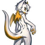 1:1 2022 absurd_res anthro blaedic butt butt_pose cheek_tuft claws dragon eastern_dragon facial_tuft fangs fur furred_dragon furred_scalie glistening glistening_body grey_claws hair hi_res honeydragon_(honeydora) horn looking_at_viewer looking_back male male_anthro membrane_(anatomy) membranous_wings mythological_creature mythological_scalie mythology neck_tuft nude open_mouth open_smile pawpads portrait pose raised_tail rear_view restricted_palette scalie short_hair simple_background small_wings smile solo standing tail teeth three-quarter_portrait tuft white_background white_body white_fur white_hair wings yellow_eyes yellow_horn yellow_pawpads