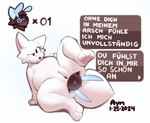 Rating: e
ID: 5518944
Date: 2025-04-20 23:26:27 -0400
Status: active
Score: 129
2024 almost_fully_inside anal anal_head_gulp anal_vore anthro anthro_pred anthro_prey aymbord blush blush_lines cheek_blush count dated digital_media_(artwork) domestic_cat duo english_description eye_roll feet_first felid feline felis female female_anthro female_pred fur genitals german_description german_text head_between_cheeks head_in_ass hi_res lying mammal monotone_body monotone_fur nude nude_anthro nude_female prey_count pussy raised_leg same_size_vore simple_background soft_vore text translated vore white_background white_body white_fur post #5518944