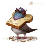 2015 ambiguous_gender avian beak bird bread cat_breading cere_(anatomy) columbid common_pigeon crumbs derp_eyes detailed detailed_food digital_media_(artwork) digital_painting_(artwork) doing_it_wrong feathers feral flour folded_wings food humor icon in_bread lol_comments meme pigeon piper_thibodeau red_eyes simple_background solo text url watermark what white_background wings