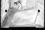 3:2 alius_corsac anthro bucket canid canine container corsac_fox digitigrade fox genitals hi_res male mammal monochrome nude pawpads penis prison_cell prisoner solo traditional_media_(artwork) true_fox volatus