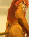 anthro anthrofied butt disney eyebrows felid king lion looking_back male mammal mane mature_anthro mature_male mufasa muscular muscular_anthro muscular_male nude pantherine royalty solo tarolyon the_lion_king