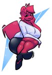 :3 anthro big_breasts blouse bottomwear breasts buxy clothing fan_character female footwear fur gift hair hi_res high_heels mammal nano_(buxy) office_lady rodent sciurid shoes skirt smug_face softimp solo thick_thighs topwear tree_squirrel