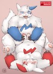 anthro balls belly blue_eyes blush bodily_fluids breath duo erection foreskin frottage fupa generation_3_pokemon genitals handjob hi_res male male/male moobs navel nintendo nude one_eye_closed overweight overweight_anthro overweight_male penile penis pink_eyes pokemon pokemon_(species) reverse_zangoose_day sex shinoda_hamazaki shiny_pokemon sweat tail tongue tongue_out vein veiny_penis wink zangoose