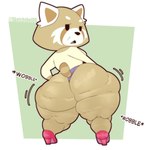 1:1 2021 absurd_res aggretsuko ailurid anthro big_butt breasts butt butt_focus butt_jiggle cellulite clothed clothing digital_media_(artwork) english_text female footwear hand_on_hip hi_res high_heels huge_butt jiggling looking_at_viewer looking_back looking_back_at_viewer mammal markings motion_lines rear_view red_panda retsuko's_mother ring_(marking) ringed_tail sanrio shoes short_tail simple_background sketchyboi08 solo standing striped_markings striped_tail stripes tail tail_markings text thick_calves thick_thighs wide_hips