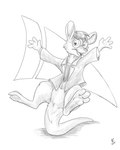 2024 4:5 action_pose anthro balancing_on_tail bottomless clothed clothing eyewear flinters fur glasses hair hi_res kangaroo macropod male mammal marsupial necktie open_mouth pose solo tail