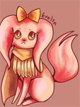 2016 3:4 black_nose brown_background brown_eyes character_name colored digital_drawing_(artwork) digital_media_(artwork) eevee evelyn_(fireswallowtanager) eyelashes featureless_feet feet female feral floppy_ears fur generation_1_pokemon head_bow hi_res mouth_closed nintendo pink_body pink_fur pink_tail pokemon pokemon_(species) pupils quadruped scarf shaded shadnoir simple_background sitting solo tail white_pupils yellow_bow yellow_scarf