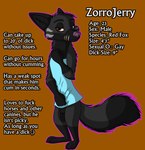 anthro balls canid canine clothed clothing dress english_text fox genitals heterochromia hi_res jerry_zaitsevitch looking_at_viewer male mammal partially_clothed profanity red_fox scar solo text true_fox zorrojerry