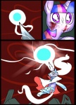 big_eyes blood bodily_fluids bright comic crown cutie_mark digital_media_(artwork) duo equid equine female feral floating friendship_is_magic glowing hair hasbro headgear horn magic male mammal metal_(artist) my_little_pony mythological_creature mythological_equine mythology professor_starflare_(metal) rubble sacrifice scratches twilight_sparkle_(mlp) unicorn