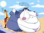 2018 3_toes 4:3 5_fingers anthro areola barefoot batspid2 beach belly big_areola big_belly big_breasts big_butt big_nipples biped black_eyes black_nose blue_body blue_fur bottomwear breasts brown_body brown_fur brown_hair butt canid canine cel_shading chloe_(batspid2) clothed clothing dialogue digital_drawing_(artwork) digital_media_(artwork) double_chin duo emanata english_text exclamation_point eyebrows eyelashes facial_tuft feet female fingers flabby_arms flash_emanata fox fox_tail front_view full-length_portrait fur gloves_(marking) hair hand_on_breast huge_areola huge_belly huge_breasts huge_butt huge_hips huge_nipples huge_thighs hyper hyper_belly hyper_breasts hyper_butt hyper_hips hyper_thighs ineffective_clothing leg_markings looking_at_another male mammal markings max_(batspid2) morbidly_obese morbidly_obese_anthro morbidly_obese_female motion_lines multicolored_body multicolored_fur navel nipple_outline nipples obese obese_anthro obese_female orange_body orange_fur overweight overweight_anthro overweight_female pink_areola pink_nipples portrait puffy_nipples purple_clothing red_clothing sea seaside shaded shorts shorts_only sibling_(lore) side_view signature skinny_male sky skyscape slim_anthro slim_male smile socks_(marking) standing sun swimwear text thick_thighs three-quarter_view tight_clothing toes topless tuft water white_body white_fur wide_hips