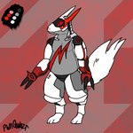 1:1 anthro belly fur generation_3_pokemon machine male markings model_sheet nintendo pokemon pokemon_(species) pwnqwazr red_markings robot slightly_chubby slightly_chubby_anthro slightly_chubby_male solo synth_(vader-san) tail white_body white_fur zangoose