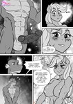 anthro anthrofied applejack_(mlp) areola balls big_breasts blush breasts comic covering covering_crotch covering_self dialogue dragon duo english_text equid equine female freckles friendship_is_magic genitals hasbro hi_res looking_at_genitalia looking_at_penis male mammal muscular muscular_male my_little_pony mythological_creature mythological_scalie mythology nipples non-mammal_balls nude penis penis_awe pia-sama scalie spike_(mlp) text vein veiny_penis