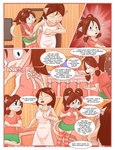 anthro bottomwear brown_hair clothed clothing comic crib diaper diaper_outline diapered_dominant digital_media_(artwork) domestic_cat duo emily_(paddedulf) english_text felid feline felis female fur hair hi_res mammal open_mouth paddedulf text wearing_diaper white_body white_fur