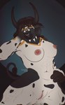 anthro big_breasts blizzard_entertainment bovid bovine breasts conditional_dnp curvy_figure digital_media_(artwork) esealia female fur genitals hair hi_res horn looking_at_viewer mammal nipples nude pussy shaded simple_background smile solo tail tauren voluptuous warcraft