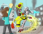 Rating: s
ID: 5557297
Date: 2025-05-08 07:04:49 -0400
Status: active
Score: -2
absurd_res accessory andromon athletic bandai_namco bared_teeth boutmon brick_floor building clothing cybernetics cyborg digimon digimon_(species) electricity factory fight fingerless_gloves gear gloves group handwear headband hi_res human humanoid jewelry kick machine male mammal metal monterrioashmore necklace onomatopoeia raised_arm smoke sound_effects sparks tail text trio vein post #5557297