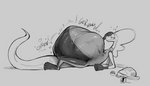 2020 4_toes 5_fingers 7:4 abdominal_bulge ambiguous_gender ambiguous_prey anthro anthro_pred arm_support backpack backward_arm_support bag belly big_belly big_tail biped black_text blush bodily_fluids bodily_noises churn different_sound_effects digestion digital_drawing_(artwork) digital_media_(artwork) extended_sound_effect feet fin fingers generation_8_pokemon grey_background greyscale half-closed_eyes hand_on_face head_fin hi_res huge_belly hyper hyper_belly indigestion inteleon larger_prey long_tail looking_at_belly looking_at_own_belly looking_down male male_pred monochrome multiple_prey narrowed_eyes nintendo nude on_ground oral_vore paws pokeball pokemon pokemon_(species) pseudo_clothing reclining reptile rumbling_stomach scalie side_view simple_background sketch smaller_pred soft_vore solo sound_effect_variant sound_effects stalvelle standard_pokeball sweat tail text toes vore vowelless vowelless_sound_effect white_background