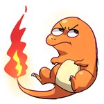 1:1 2017 ambiguous_gender anterior_nasal_aperture charmander claws digital_media_(artwork) eyebrows finger_claws fire flaming_tail flavia-elric generation_1_pokemon grumpy hi_res mouth_closed nintendo orange_body pokemon pokemon_(species) simple_background solo tail toe_claws white_background white_sclera