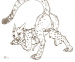 2012 anthro anus biped black_and_white blush breasts butt charr cheetah claws clothed clothing conditional_dnp digital_drawing_(artwork) digital_media_(artwork) feet felid feline female fluff-kevlar fur genitals guild_wars hair hindpaw horn inviting licking licking_lips licking_own_lips looking_at_viewer mammal mihari monochrome nipples open_mouth paws polka_dots presenting pussy raised_tail self_lick simple_background sketch skimpy solo spots tail tail_anus teeth tongue tongue_out white_background