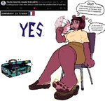 Rating: q
ID: 5524648
Date: 2025-04-23 07:29:57 -0400
Status: active
Score: 16
2025 5_toes absurd_res anthro babette_bear_(blarf022) bear blarf022 blarf_(blarf022) briefcase brown_body brown_fur chair dialogue duo fanning fanning_self feet female foot_focus french_text fur furniture hand_fan hi_res humanoid humanoid_feet kinx_(blarf022) loafers male mammal musk oblivious on_chair plantigrade q&a removing_shoes simple_background sitting sitting_on_chair smelly smelly_feet stink_fumes text toes white_background post #5524648