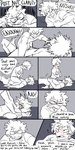 1:2 absurd_res animal_humanoid begging blush bodily_fluids canid canid_humanoid canine canine_humanoid comic dialogue dog_humanoid duo english_text floppy_ears forced hi_res human humanoid izuku_midoriya katsuki_bakugou male male/male mammal mammal_humanoid my_hero_academia pinned pinned_to_ground post_nut_clarity pretty_werewolf sitting_on_another speech_bubble straddling sweat text