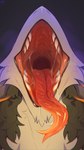 ambiguous_form ambiguous_gender bodily_fluids breath famir_(artist) forked_tongue hi_res long_tongue mouth_shot neck_tuft open_mouth saliva saliva_string sergal sharp_teeth solo teeth tongue tongue_out tuft