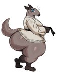 2024 anteater anthro big_butt black_body black_fur blue_eyes butt dulci_(sssonic2) female flat_chested fur hi_res huge_butt huge_hips hyper hyper_hips keikogi mammal martial_arts_uniform pilosan smile solo sportswear sssonic2 thick_thighs wide_hips xenarthran