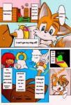 anthro blue_eyes canid canine comic digital_media_(artwork) duo echidna english_text fox hair knuckles_the_echidna male mammal michiyoshi miles_prower monotreme orange_hair sega smile sonic_the_hedgehog_(series) text