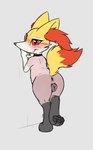 animal_genitalia animal_pussy anus blush bodily_fluids brai_(slowderpyguy) braixen canine_genitalia canine_pussy collar feet female foot_focus generation_6_pokemon genital_fluids genitals hi_res looking_at_viewer nintendo pawpads paws pokemon pokemon_(species) pussy raised_tail shaved shaved_fur simple_background slowderpyguy soles solo tail toes tongue tongue_out vaginal_fluids